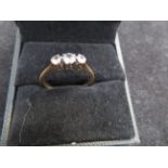 9ct Gold 3 stone dress ring Size O