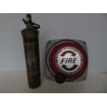 Vintage fire bell together with vintage fire extin