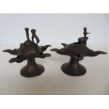 Pair of bronze oriental incense burners