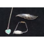 Silver chain, bracelet & pin brooch
