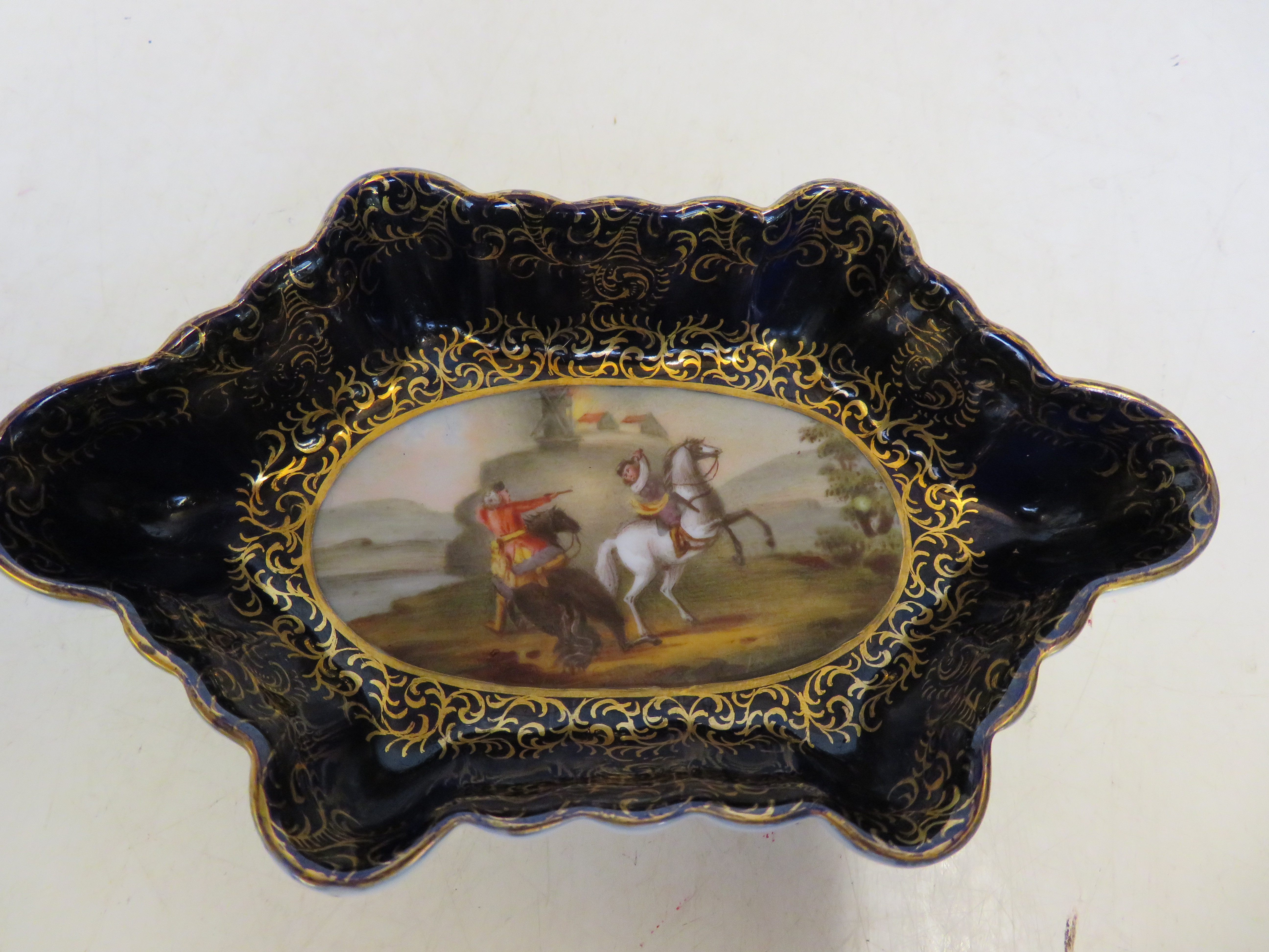 Royal Vienna ornate pin dish hand painted. 15 cm w