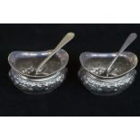 Pair of silver salts with spoons