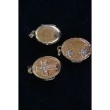 3x 9ct Gold lockets Weight 5 g