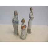 3 Lladro figurines Tallest 26 cm (A/F to tallest)
