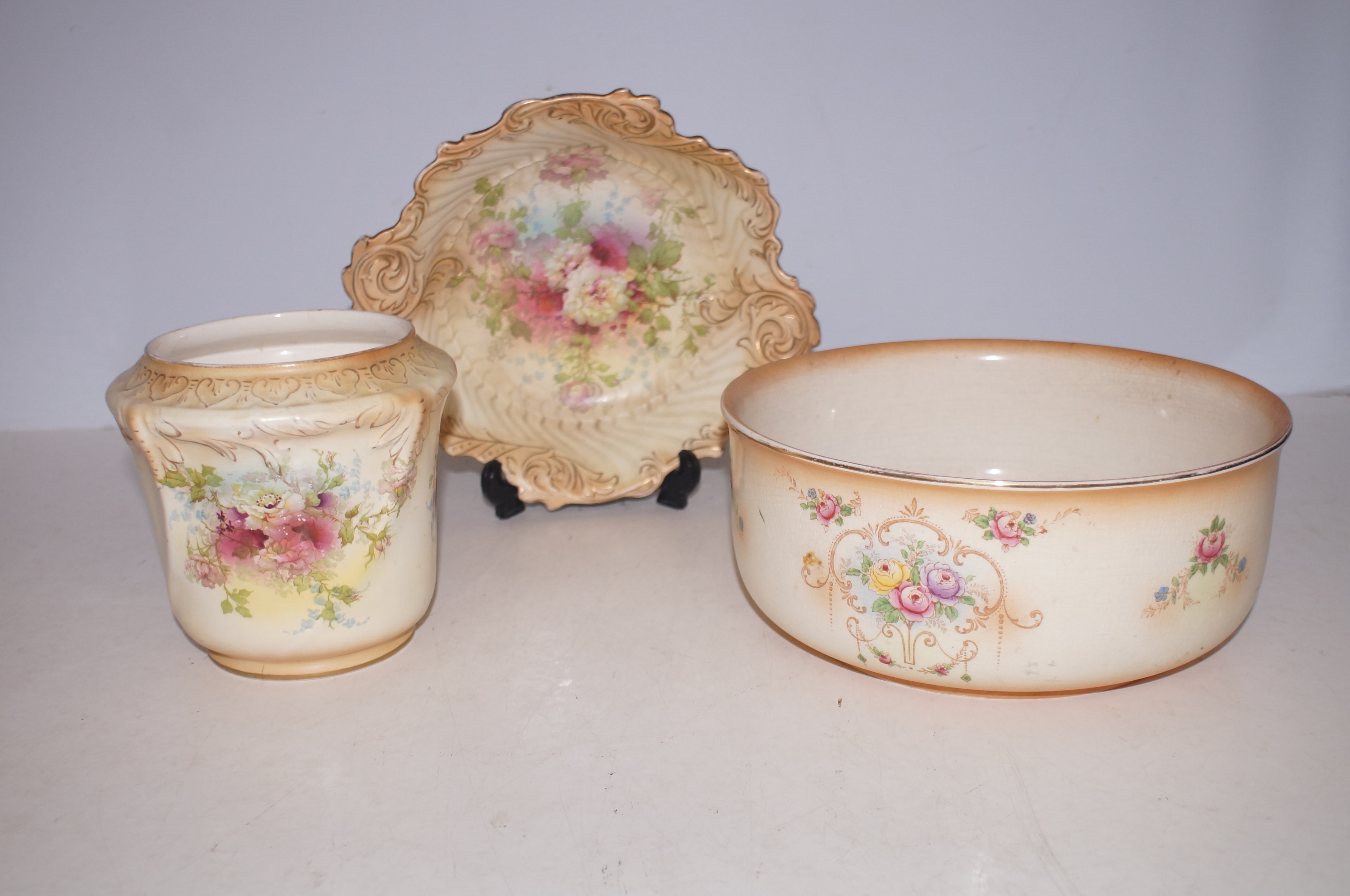 Crown ducal bowl, royal Devon vase & 1 other
