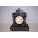 Victorian Belgium slate mantle clock Height 30 cm