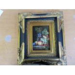 Framed oil on board still life signed J Rankin