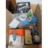 Box of various light bulbs & other electricals