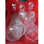 Box to include 3 good quality decanters & other cr