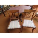 Extending dining table with 4 lyre back chairs