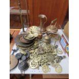 Large collection of horse brasses, brass, copper w