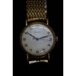 Gelda 9ct cased wristwatch with yellow metal strap