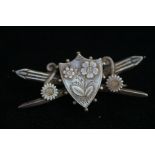 Silver coat of arms pin brooch