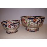 S2x Ironstone japan pattern footed bowls Largest 2