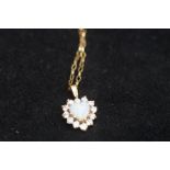 9ct Gold chain & pendant, pendant set with opal