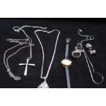 Collection of silver & white metal costume jewelle