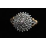9ct Gold & diamond cluster ring, 0.5 carat in diam