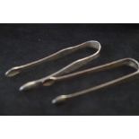 2 Silver sugar tongs