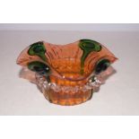 Arts & crafts orange & green fluted dish