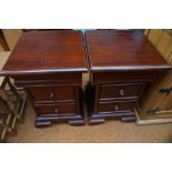 Pair of mahogany bedside tables, minor scratches t