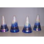 4 Art glass lamp shades Height 28 cm