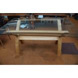 Modern glass top dining table (Few paint stains)