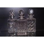 3 Cut crystal whiskey decanters - Royal Doulton, R