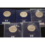 5x Proof 2 pound coins