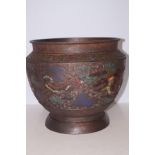 Metal cloisonne plant pot