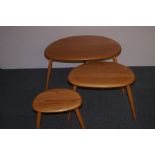 Blond Ercol nest of three pebble tables - in excel