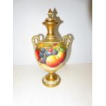 Royal Worchester Vase painted with Fruit decoratio