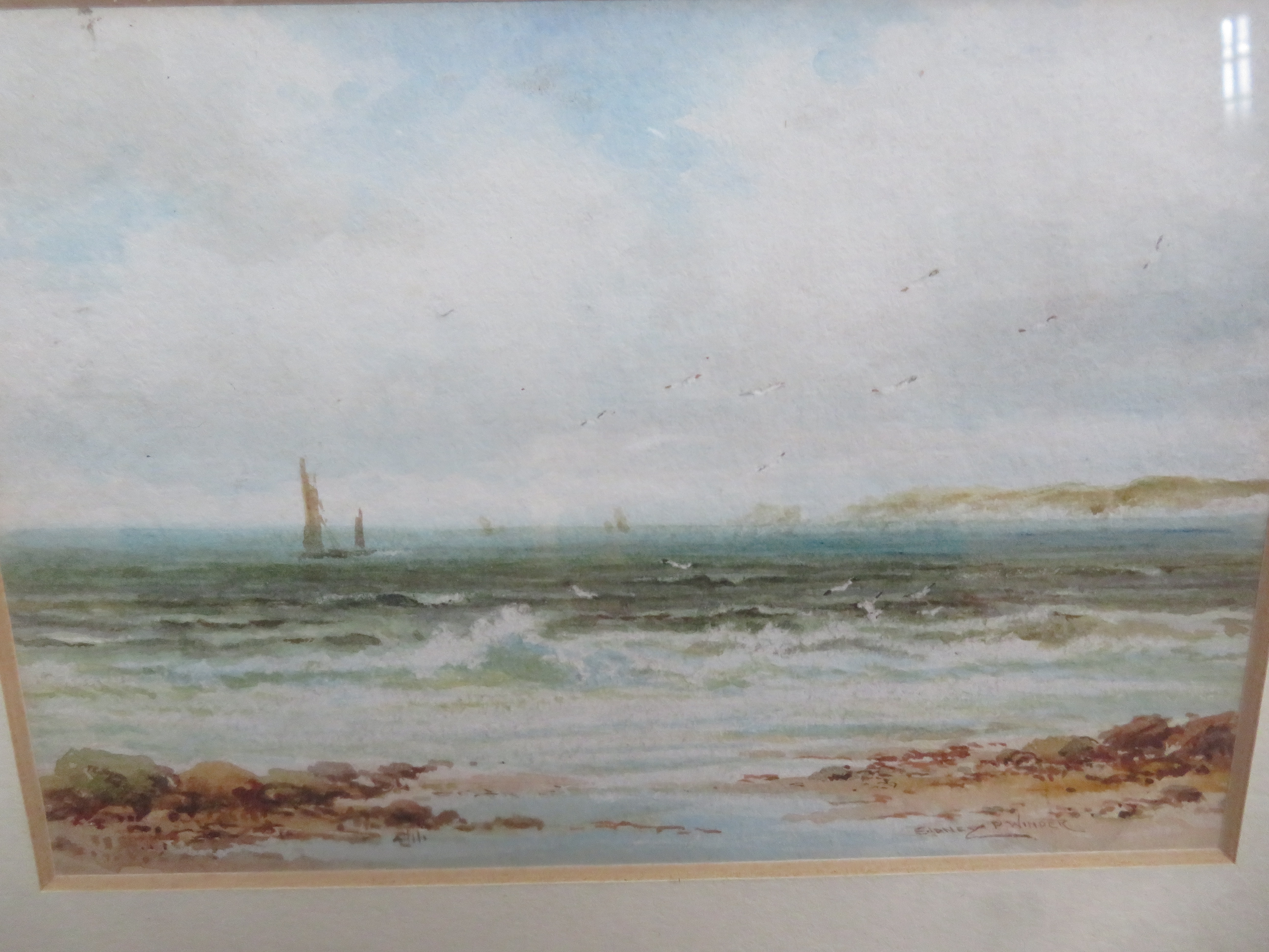 Pair of early 20th seascape watercolours signed by - Image 3 of 3