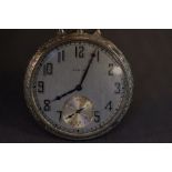 Art deco silver case Elgin pocket watch with sub s