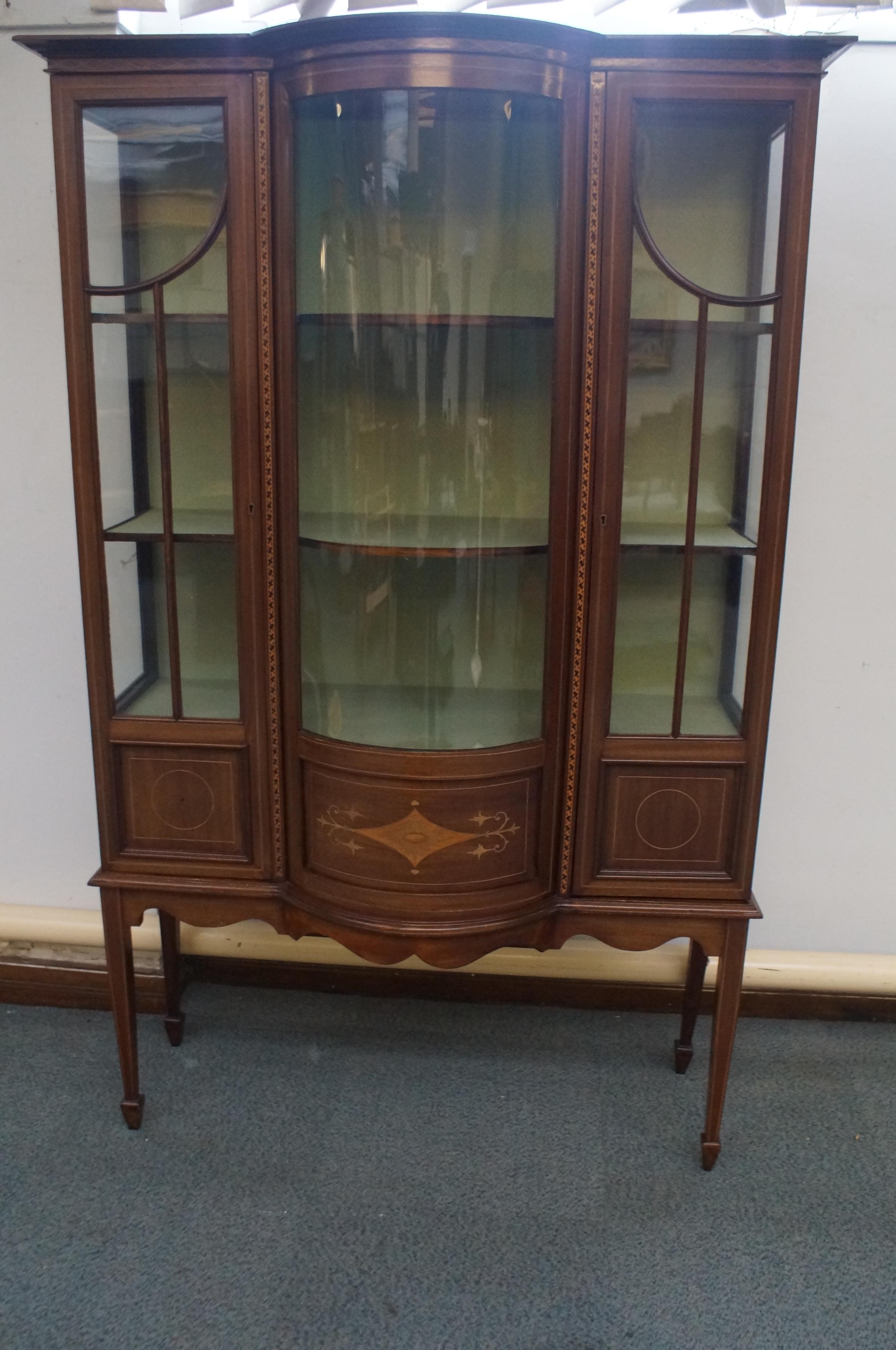 Early 20th century display cabinet with marquetry