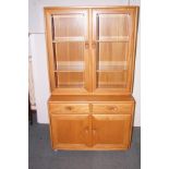 Blond Ercol display unit with fitted lights - in e