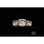18 ct gold 3 stone diamond ring size- M