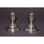 Pair of silver dwarf candle sticks 8.5cm