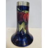 William Moorcroft Vase with hammered pewter rim wi