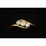 18ct gold ring set with 3 diamonds