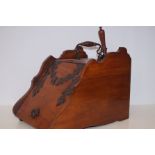 Wooden & copper coal box with shovel