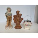 Bisque figure of a boy hat A/F together with a Chi