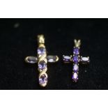 2x 9ct gold cross pendants set with gem stones Wei