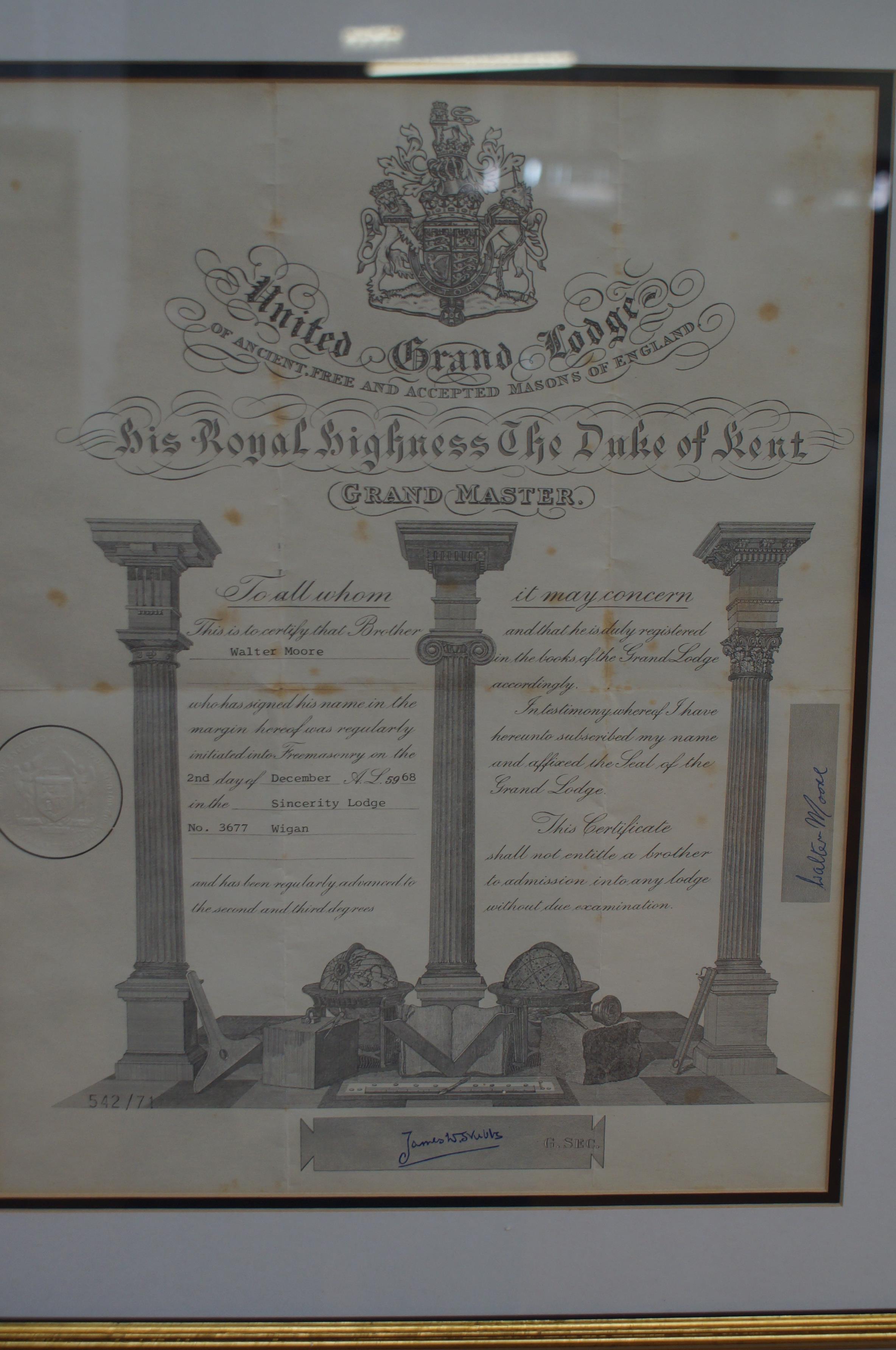 Masonic certificate