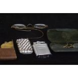 2 Cigarette lighters, vesta case & 2 vintage pairs