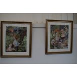 Pair of prints by Anne graham Johnson, Titled Kitt