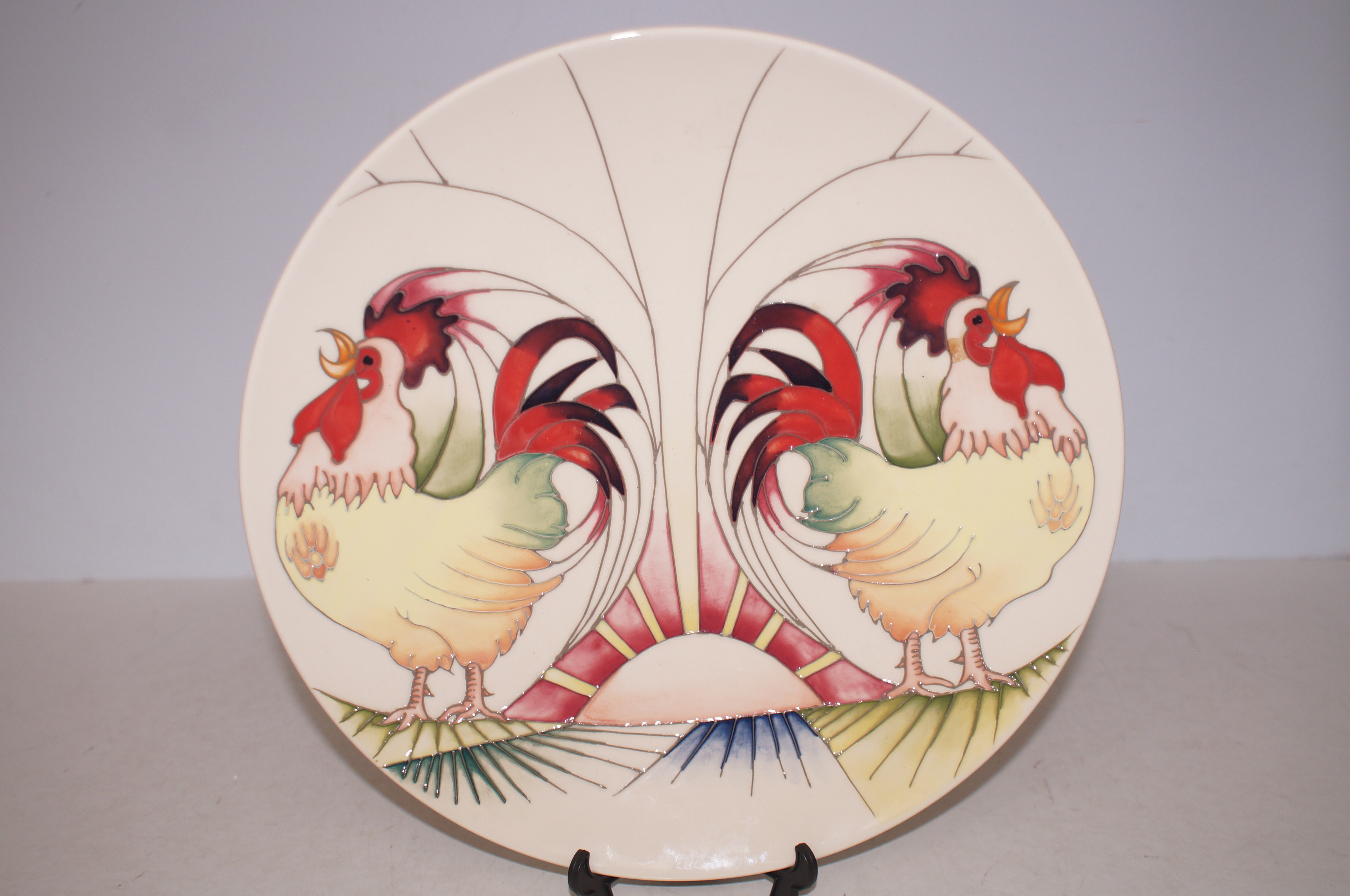Moorcroft good morning roosters plate
