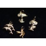 4x 9ct gold charms