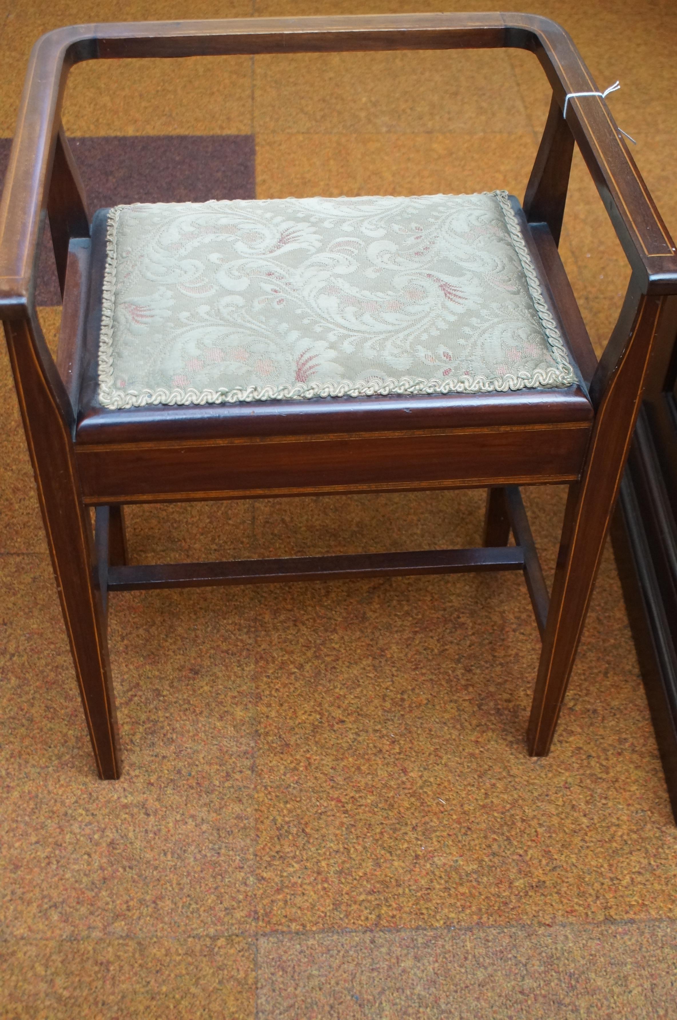 Piano stool with string inlay & box seat