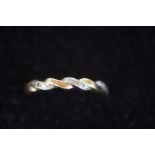 9ct Gold ring set with chip diamonds Size P