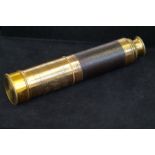 Brass & leather 3 draw telescope